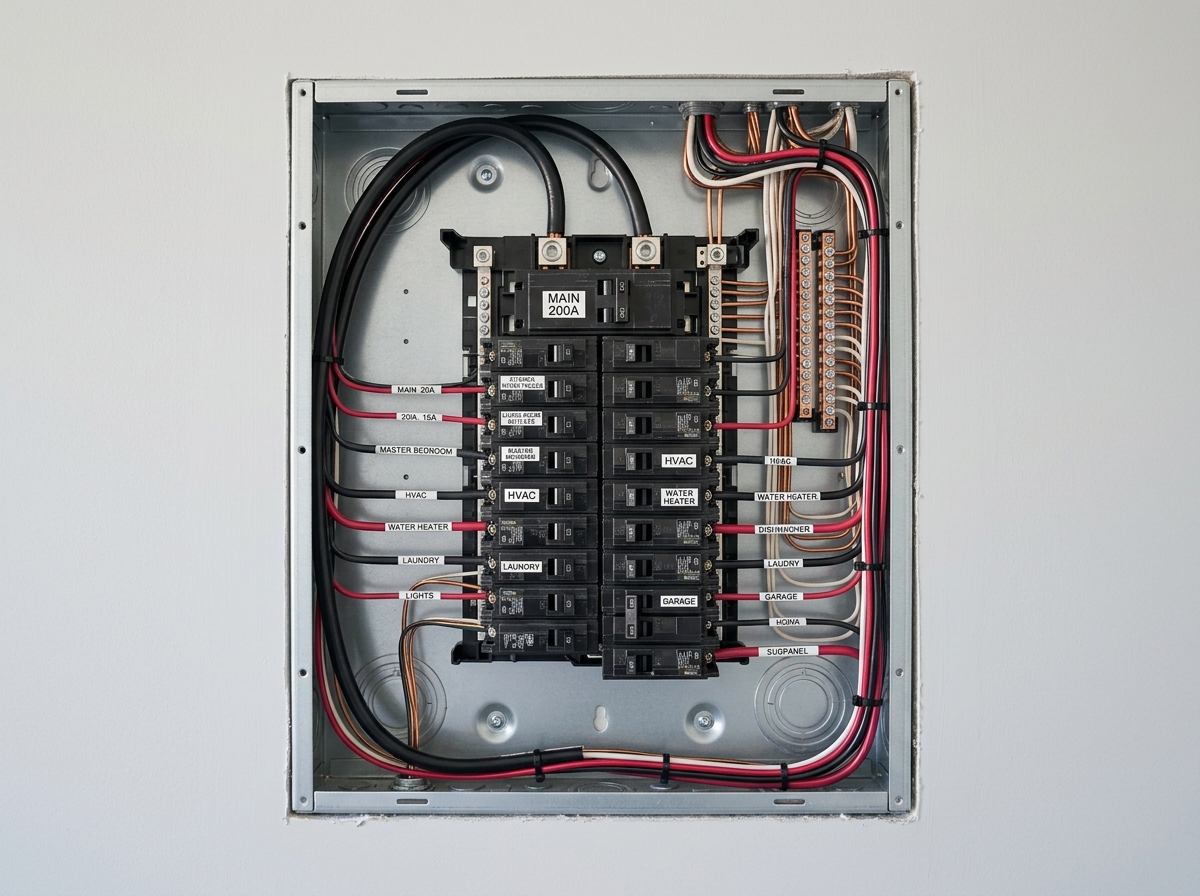 Upgraded residential electrical service breaker panel